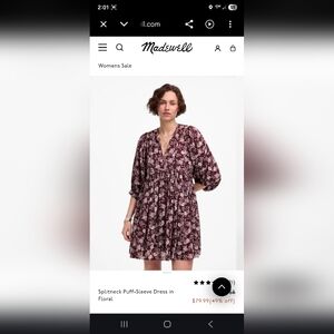 NWT Madewell Burgundy Floral Mini Dress